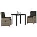Set da Pranzo per Giardino 3 pcs Grigio polyrattan - Foto miniatura 3