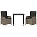 Set da Pranzo per Giardino 3 pcs Grigio polyrattan - Foto miniatura 7