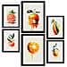 Set Di 6 Stampe Poster Di Agrumi Con Frutta, Verdura E Cibo Sano In Stile Acquerello Su Sfondi Bianchi Puri A3 & A4 Cornice Nera - Foto miniatura 1