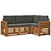Set divani 4 pcs Naturale e Antracite Legno di Acacia Massello - Foto miniatura 1