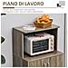 Mobile Cucina Multiuso con 4 Ruote, Armadietto e Ripiano per Microonde, 60.4x40.3x97cm - Grigio - Foto miniatura 5