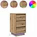 Comodino Con Luci Led Rovere Artigianale 38x34x65 Cm - Foto miniatura 2