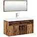 Set Mobili Da Bagno 3 Pz Legno Antico In Legno Multistrato - Foto miniatura 2