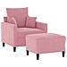 Poltrona Con Poggiapiedi Rosa 60 Cm Velluto - Foto miniatura 3
