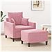 Poltrona Con Poggiapiedi Rosa 60 Cm Velluto - Foto miniatura 1
