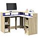 Scrivania con Luci LED Rovere Sonoma 130x130x91cm in Truciolato - Foto miniatura 2