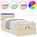 Pouf Letto con Materasso e LED Crema 90x200 cm in Tessuto - Foto miniatura 5