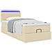 Pouf Letto con Materasso e LED Crema 90x200 cm in Tessuto - Foto miniatura 6