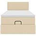 Pouf Letto con Materasso e LED Crema 90x200 cm in Tessuto - Foto miniatura 8