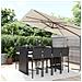 Set Bar da Giardino 9 pz con Cuscini in Polyrattan Nero - Foto miniatura 2