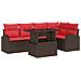 Set Divano da Giardino con cuscino 6 pcs Marrone Poly Rattan - Foto miniatura 1