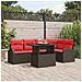 Set Divano da Giardino con cuscino 6 pcs Marrone Poly Rattan - Foto miniatura 2