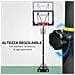 Canestro Basket Altezza Regolabile 160-210cm, Struttura In Acciaio E Base Con Ruote, Tabellone In Pe Trasparente - Foto miniatura 4