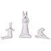 Set Di 3 Figure Lepre Brest Ceramica Bianco - Foto miniatura 4