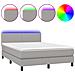 Letto A Molle Materasso E Led Grigio Chiaro 140x200 Cm Tessuto - Foto miniatura 1
