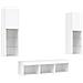 Mobili TV a Muro con LED 5pz Bianchi in Legno Multistrato - Foto miniatura 7