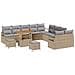Set Divano da Giardino  in 13 Pezzi con Cuscini Beige Polyrattan Acacia, Divano da Giardino a 2 Posti con Ripostiglio e Cuscini Beige Polyrattan, Set da Pranzo da Giardino in 3 Pezzi con Cuscini Beige Polyrattan Acacia - Foto miniatura 1