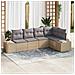 Set Divano da Giardino da 5 Pezzi con Cuscini Beige in Rattan Sintetico - Foto miniatura 2