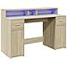 Scrivania con Luci LED Rovere Sonoma 140x55x91cm in Multistrato - Foto miniatura 3