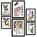 Set Di 6 Stampe Forma Particolare 1 In Fiore Dipinti Decorativi Estetici Astratti Per Il Tuo Soggiorno Di Casa A3 & A4 Cornice Nera - Foto miniatura 1