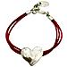 Bracciale A Forma Di Cuore In Pelle Rossa, Placcato Argento - Foto miniatura 1