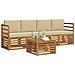 Set divani 5 pcs Naturale e Beige Legno di Acacia Massello - Foto miniatura 3