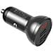 Caricatore Per Auto Da Accendisigari A 2 Porte Usb Da 24w Con Schermo, Grigio Scuro - Foto miniatura 6