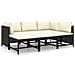 Set Divani Da Giardino 6 Pz Con Cuscini In Polyrattan Nero - Foto miniatura 2