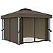 Gazebo con Tende e Stringa di Luci LED 3x3 m Grigio Talpa - Foto miniatura 2