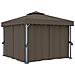 Gazebo con Tende e Stringa di Luci LED 3x3 m Grigio Talpa - Foto miniatura 3