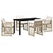 Set da Pranzo da Giardino  5 Pezzi con Cuscini Beige Polyrattan, Tavolo da Giardino  Nero 140x80x73 cm Vetro Temperato - Foto miniatura 1