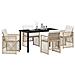 Set da Pranzo da Giardino  5 Pezzi con Cuscini Beige Polyrattan, Tavolo da Giardino  Nero 140x80x73 cm Vetro Temperato - Foto miniatura 3