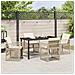 Set da Pranzo da Giardino  5 Pezzi con Cuscini Beige Polyrattan, Tavolo da Giardino  Nero 140x80x73 cm Vetro Temperato - Foto miniatura 4
