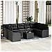 Set di divani da giardino 10 pezzi con cuscini Beige Polyrattan, Divano da giardino 2 posti con cuscini Nero Polyrattan - Foto miniatura 2