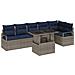 Set Divano da Giardino 7 pcs Grigio e Blu Navy polyrattan - Foto miniatura 1