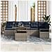 Set Divano da Giardino 7 pcs Grigio e Blu Navy polyrattan - Foto miniatura 3