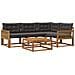 Set di divani da esterno con cuscino 5 pcs Naturale e Nero - Foto miniatura 1