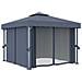 Gazebo con Tende e Stringa di Luci LED 3x3 m Antracite - Foto miniatura 2