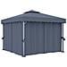 Gazebo con Tende e Stringa di Luci LED 3x3 m Antracite - Foto miniatura 3