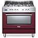 Cucina Elettrica PRO 96 MR 5 Fuochi a Gas Forno Elettrico Multifunzione Ventilato Classe A Dimensioni 90 x 60 cm Colore Inox / Rosso Bordeaux Serie Professional - Foto miniatura 1