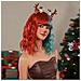 Capelli Ricci Ondulati Lunghi Fino Alle Spalle Di Natale Con Parrucche Con Frangia Multicolor - Foto miniatura 3