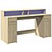 Scrivania con Luci LED Rovere Sonoma 160x55x91cm in Multistrato - Foto miniatura 3