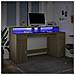 Scrivania con Luci LED Rovere Sonoma 160x55x91cm in Multistrato - Foto miniatura 5