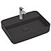 Lavabo Rettangolare Da Appoggio Senza Troppo Pieno In Ceramica Con Foro Rubinetto - Antracite Opaco - Foto miniatura 1