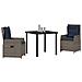 Set da Pranzo per Giardino 3 pcs Grigio Poly Rattan - Foto miniatura 3