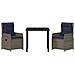 Set da Pranzo per Giardino 3 pcs Grigio Poly Rattan - Foto miniatura 7