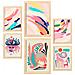 Set Di 6 Stampe Arte Delle Celebrità 1 In Animali Astratti Dipinti Decorativi Estetici Per Il Tuo Soggiorno Di Casa A3 & A4 Telaio In Legno Chiaro - Foto miniatura 1