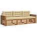 Set di divani da esterno con cuscino 3 pcs Naturale e Beige - Foto miniatura 1
