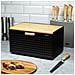 Kb-7425 Portapane Bifacciale In Nero Opaco E Legno - Foto miniatura 4