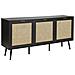Credenza 3 Ante Nero E Rattan Naturale Opoco - Foto miniatura 4